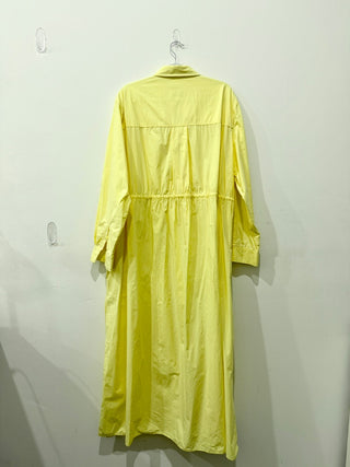 Matteau Channel Long Sleeve Side Slits Maxi Shirt Dress Yellow Women's XXL/US 10