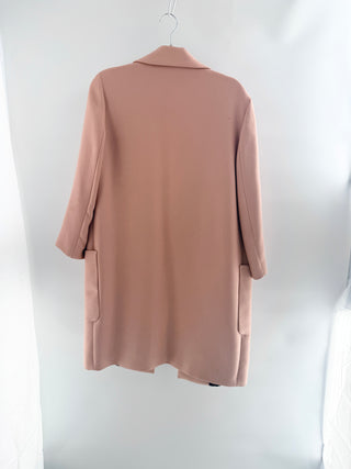 Zara oversized blazer coat featuring structured notch lapels, open-front silhouette, M