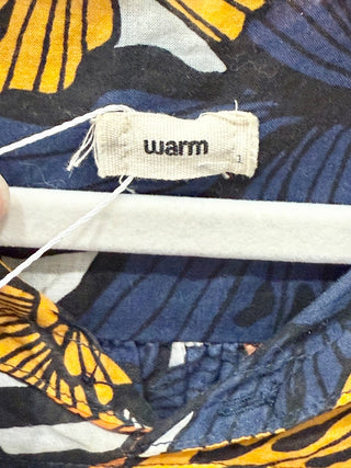 Warm Mystic Floral Printed Long Sleeve Blouse Top Marigold Women's Size Small