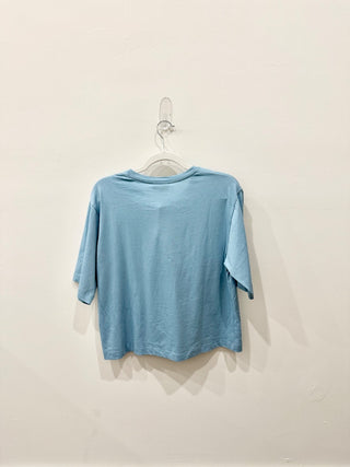 NWT Ottod'Ame Julep Printed Short Sleeve Crew Neck Graphic Tee Light Blue XS