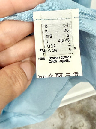 NWT Ottod'Ame Julep Printed Short Sleeve Crew Neck Graphic Tee Light Blue XS