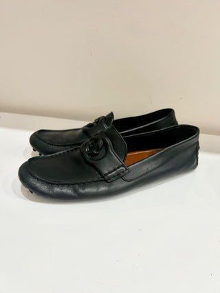 Gucci Soft Clove Calfskin Interlocking G Driver Loafers Black Men's Size 11.5