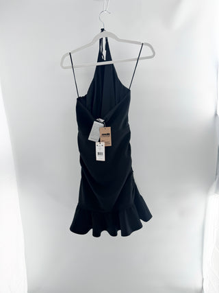 NWT 5a7 Cinq à Sept Willa Sleeveless Ruched Halter Neck Mini Dress Black Womens 6