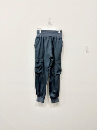 Cinq à Sept Giles Cupro Knit High Rise Tapered Jogger Pants Teal Blue Women's XS