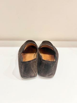Gucci Suede Web Horsebit Driver Loafers Shoes Cocoa/Green and Red Stripe Mens 11