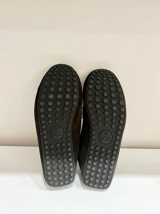 Gucci Suede Web Horsebit Driver Loafers Shoes Cocoa/Green and Red Stripe Mens 11