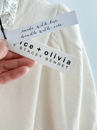 Alice & Olivia collar crystal embellished top knit, S