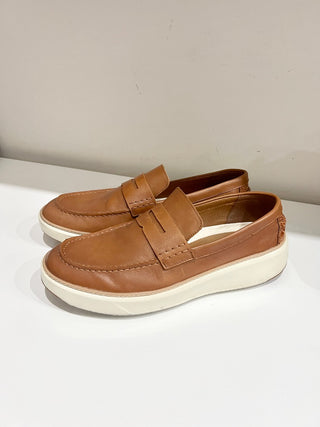 Cole Haan Grandpro Topspin Leather Platform Penny Loafers British Tan Men 11.5 M