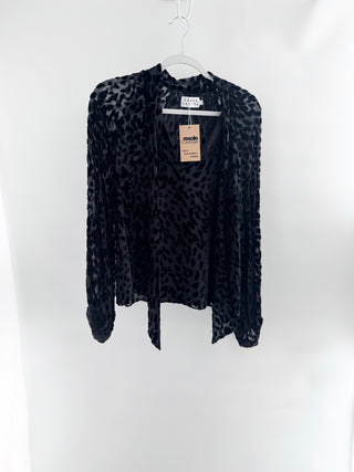 Tanya Taylor silk blend top with leopard print texture, 4