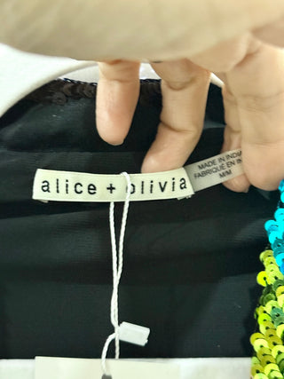 Alice & Olivia sequin striped blazer, M