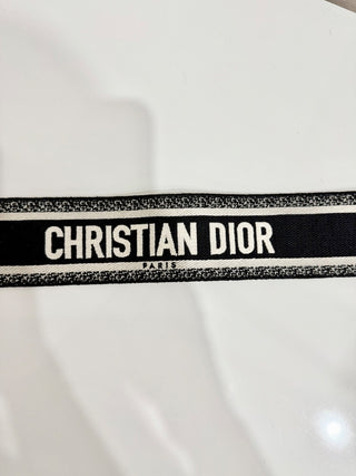 Christian Dior Paris Embroidery Adjustable Shoulder Bag Strap with Ring Black/White