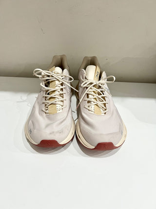 On Cloudnova Form Mesh Running Sneakers with Maroon Sole Grayish White US 12 M