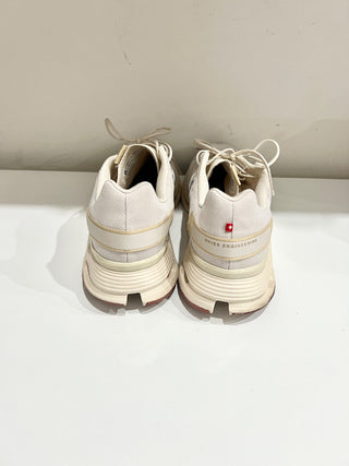 On Cloudnova Form Mesh Running Sneakers with Maroon Sole Grayish White US 12 M