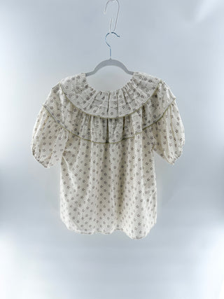 The Great  Sterling Floral Ruffled Collar Blouse Top Cream & Gold Womens 1 / S