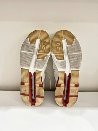 On Cloudnova Low Top Running Sneakers With Maroon Soles White Men's Size 12 M