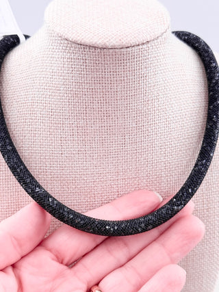 Swarovski black mesh crystal stardust necklace