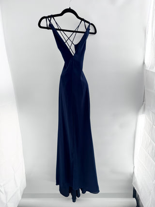 Fame and Partners Sleeveless Cutout Strappy Cocktail Long Dress Navy Women's 2