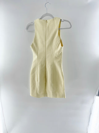BOA Sleeveless High Neck Tailored Button Down Mini Dress Buttermilk Women's XS