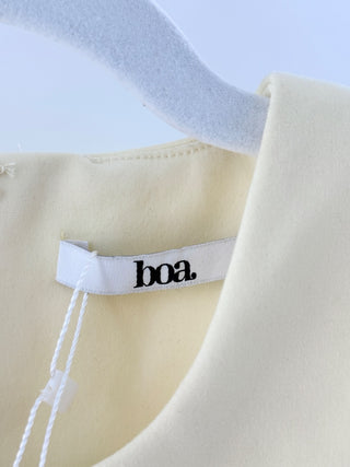 BOA Sleeveless High Neck Tailored Button Down Mini Dress Buttermilk Women's XS