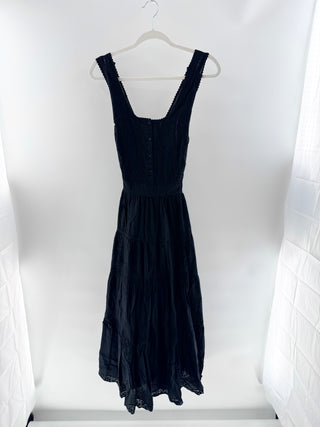 The Great. The Victorian Sleeveless Crossback Tiered Apron Dress Black Women's 2