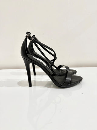 NWOT Steve Madden Feliz Stiletto Heels Strappy Sandals Black Women's 6.5