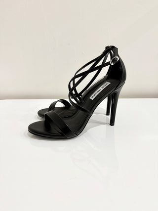 NWOT Steve Madden Feliz Stiletto Heels Strappy Sandals Black Women's 6.5