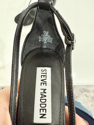 NWOT Steve Madden Feliz Stiletto Heels Strappy Sandals Black Women's 6.5