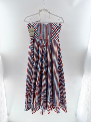 Tuckernuck Red blue striped halter dress, L