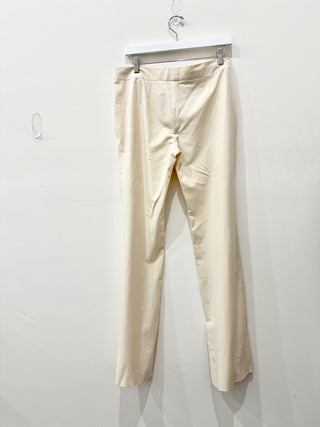 Alberta Ferretti Flat Front Low Rise Wide Leg Trouser Pants Cream Women's Size 10