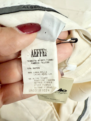 Alberta Ferretti Flat Front Low Rise Wide Leg Trouser Pants Cream Women's Size 10