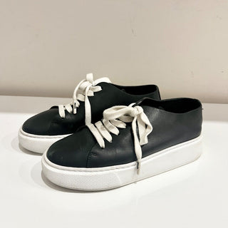 Prada Downtown Leather Low-Top Platform Sneakers Black Size Women's Size EU 37