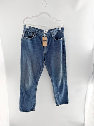 Agolde medium-wash relaxed tapered jeans featuring high-rise fit, 32