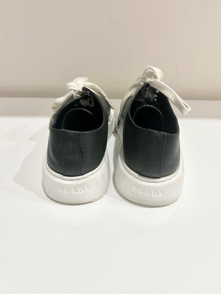 Prada Downtown Leather Low-Top Platform Sneakers Black Size Women's Size EU 37