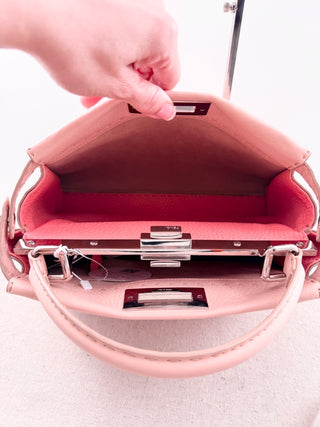Fendi selleria leather peekaboo bag with strap
