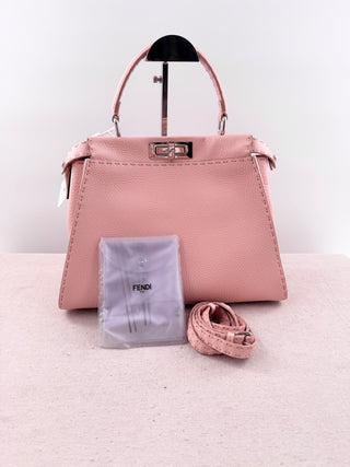 Fendi selleria leather peekaboo bag with strap