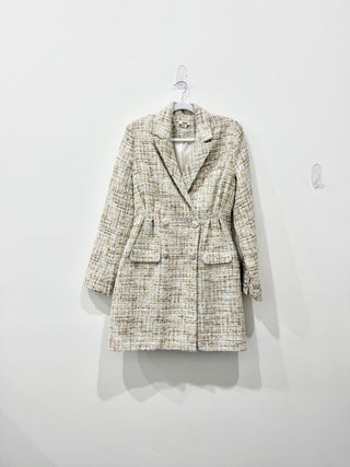Jason Wu Tweed Double-Breasted Mini Blazer Dress Sparkle Neutrals Women's M