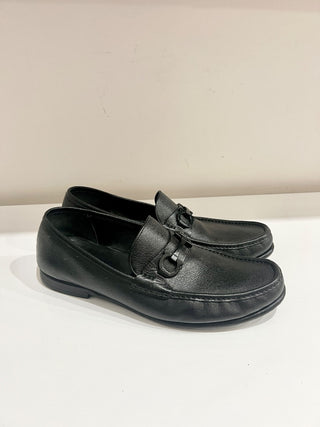 Salvatore Ferragamo Leather Slip On Loafer Dress Shoes Black Men's Size 12 E