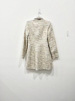 Jason Wu Tweed Double-Breasted Mini Blazer Dress Sparkle Neutrals Women's M