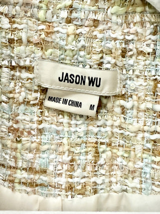 Jason Wu Tweed Double-Breasted Mini Blazer Dress Sparkle Neutrals Women's M