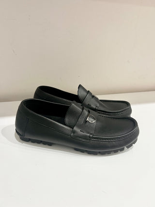 Ferragamo Driver with Gancini Ornament Loafer Shoes Black Men's Size 10.5 M