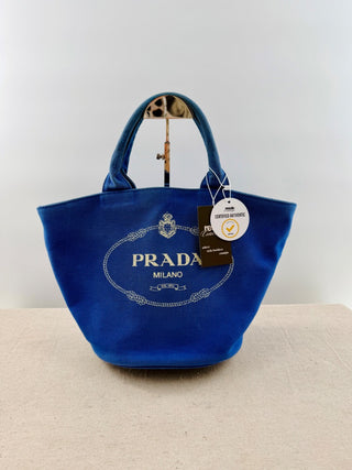 Prada canvas tote bag with long strap