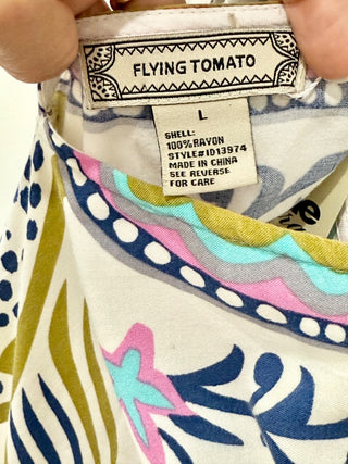 Flying Tomato colorful high low midi dress casual, L