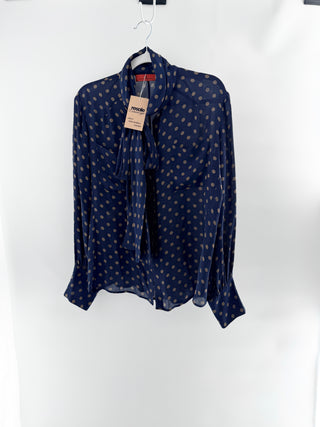 Carolina Herrera silk polka dot pussy bow blouse, 12