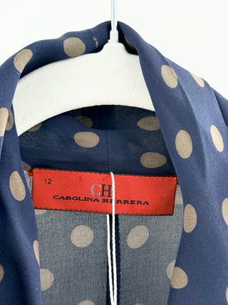 Carolina Herrera silk polka dot pussy bow blouse, 12