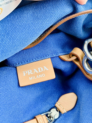 Prada canvas tote bag with long strap