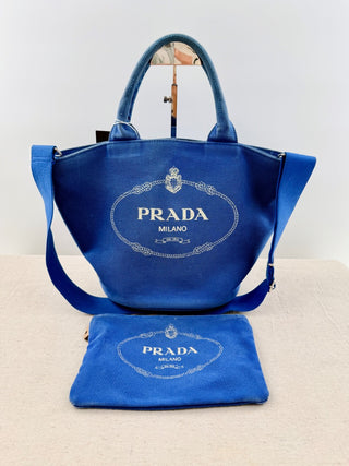 Prada canvas tote bag with long strap
