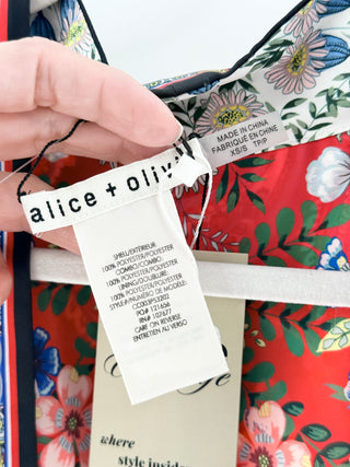 NWT Alice & Olivia Lynn Reversible Printed Satin Kimono Kaftan Multi Womens XS/S