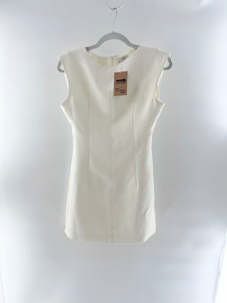 Parentezi Ellie Sleeveless Round Neck Mini Shift Dress Cream Women's Size XS