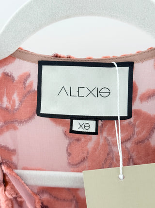 Alexis mesh and velvet V neck top, XS