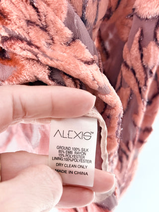 Alexis mesh and velvet V neck top, XS